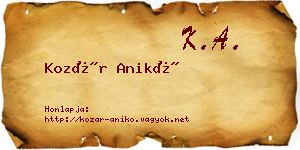 Kozár Anikó névjegykártya