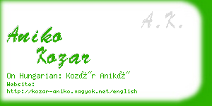 aniko kozar business card